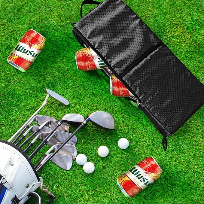 Golf Cooler Bag Golf Cooler Sleeve - Holds 6 Beer Cans or 2 Wine Bottles Cold Golf Accessories Gifts for Men Dad Husband, Insulated Beer Cooler for Golfing, Beach Days, Picnic