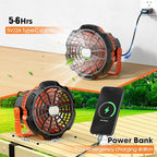 Portable Camping Fan & Lantern, (40H Max Working) Rechargeable Battery Operated Fans & Hook, 15000mAh Glamping Tent Hanging Fan for Car Camping Essentials Accessories,Hiking,Hurricane Survival Gear
