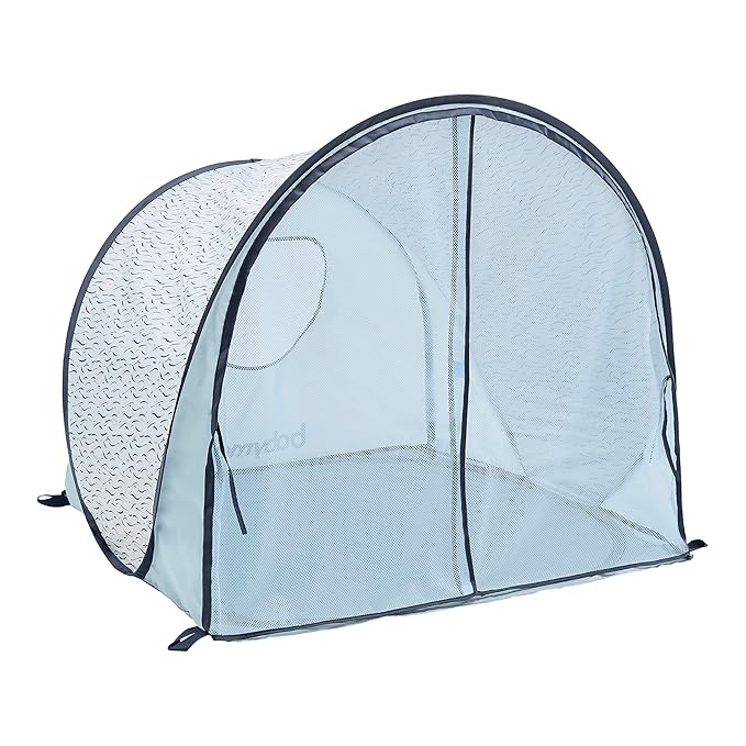 Babymoov Anti-UV Baby & Toddler Beach Tent UPF 50+ Sun Protection with Pop Up System for Easy Use & Transport, Blue Waves (Summer 2025 Edition)