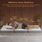 Greaton, 4-Inch Tri-Folding Gel Memory Foam Portable Floor Mattress | Breathable Mesh, Ultra Soft, Cot Pad, Removable and Washable Cover, Comfortable Support, Therapeutic Qualities, Full, White