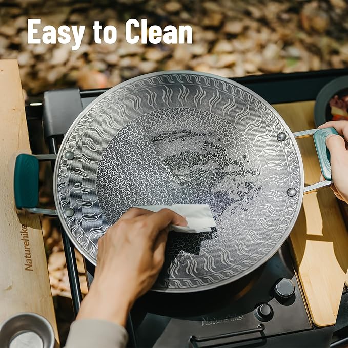 Naturehike Griddle Pan with Foldable Handle, 11" Non Stick Flat Grilling Skillet for Indoor Outdoor, Honeycomb Coating Stainless Steel Crepe Pan for Korean Barbecue, Camping (11.7-inch)