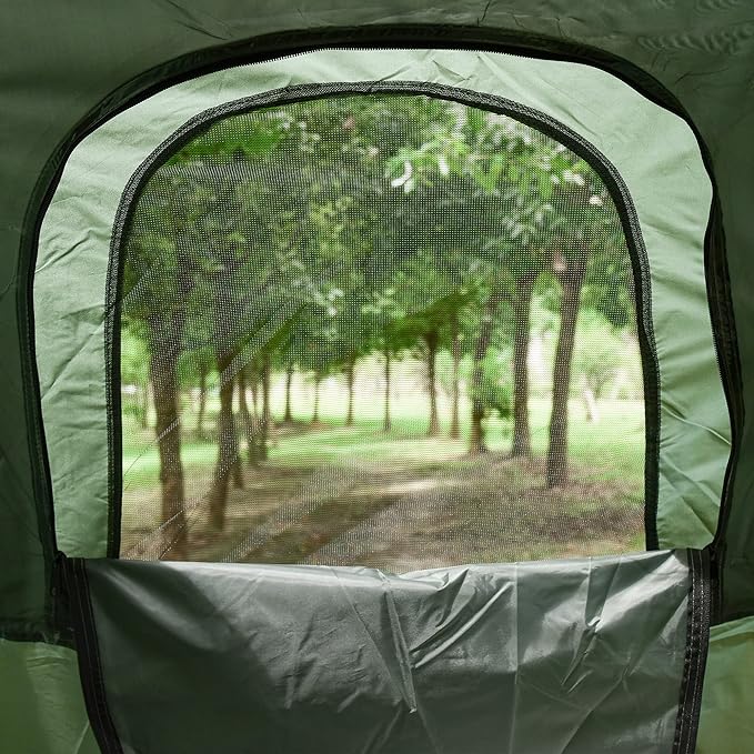 2 Person Foldable Camping Cot with Tent, Bedspread and Thick Air Mattress, 4-in-1 Elevated Camping Bed Tent for Outdoor Hiking, Picnic, Travel