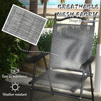 Outsunny Folding Patio Chairs, Set of 4 Sports Chairs for Adults, Camping Chairs with Armrests, Breathable Mesh Fabric Seat for Lawn, Gray