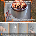 Fire Pit Mat with Handle, Fireproof Under Grill Mat & Heat Resistant Pad for Solo Stove/Camping/Patio/Lawn, Waterproof & Non-Slip
