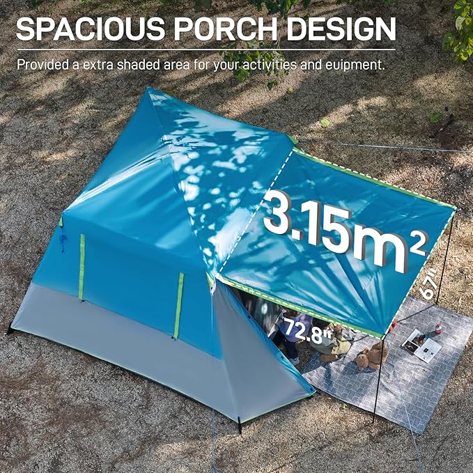 EVER ADVANCED Blackout Design 6 Person Camping Tent, Instant Cabin Tent for Family with Vestibule and Large Mesh Windows, 60s Easy Setup, Double Layer, Water-Resistant