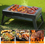 17" Portable Charcoal Grill, Folding Portable BBQ Charcoal Grills, Tabletop Mini Smoker, Small BBQ Grill, for Backyard, Outdoor Cooking, Camping, Travel, Beach