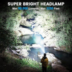 Headlamp Rechargeable 99,000LM Super Bright, 2pack LED Head Lamp with 3 Modes, 90°Adjustable Head Lights for Forehead, IPX6 Waterproof HeadLamps for Camping Hiking (2)