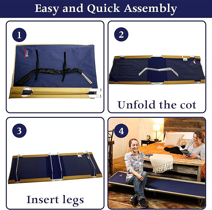 BYER OF MAINE, Allagash Plus, Cot, 76" L X 30" W X 8" H, Lightweight Cot, Extra Wide, Camping Cots Adult, Holds up to 250lbs, Single, Portable Camping Cot