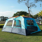 KTT Extra Large Tent 12 Person(A),Awning Family Cabin Tents,2 Rooms,4 Doors and 4 Windows with Mesh,Straight Wall,Waterproof,Double Layer,Big Tent for Outdoor,Picnic,Camping,Family Gathering。