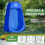Wakeman Kid Size Pop Up Changing Tent, 3 x 3 x 5.2ft, Mini Camping Shower Tent, Portable Toilet Stall, or Dressing Room for Beach, Dance Recitals, or Sports with Carry Bag, Polyester, Blue