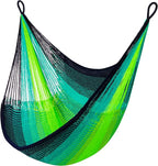 Handwoven Hanging Chair by Yellow Leaf Hammocks - Fits 1 Person, 330lb Max - Kick Back for Full-Body Recline - Weathersafe, Ultra Soft, Hang Anywhere - Color: Neon - Blue - Turquoise