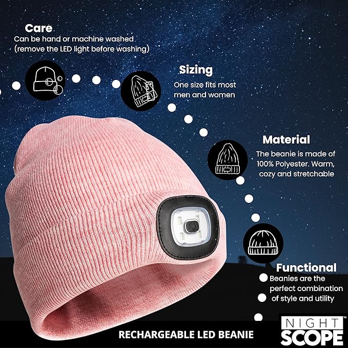 Classic Rechargeable LED Warm Knit Beanie Head Light Hat Headlamp for Outdoor Activities