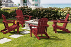SERWALL Adirondack Chair with Cup Holders - Composite Adirondack Chairs Set of 2 HDPE Outdoor Chairs All Weather Use- Dark Red