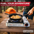 Grill Boss Dual Fuel Camp Stove w/ 4x 8oz Butane Canisters - 12,000 BTU Butane & Propane Portable Stove for Camping, Emergencies, BBQ, Hiking & Backpacking - Double Wind Guard, Piezo Ignition - 90057