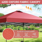 GDY 12x12 Pop Up Canopy Patio Carpas, One Push Set up with Central Lock Canopy with Wheeled Carry Bag, Included 4 Sandbaogs,8 Stakes and 4 Ropes, Red