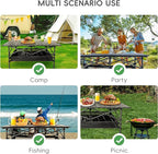 Black Foldable Camping Table, Portable Aluminum Folding Table That Fold Up Lightweight, Outdoor Beach Grill Table for BBQ, Backyard, Party, Patio, Picnic