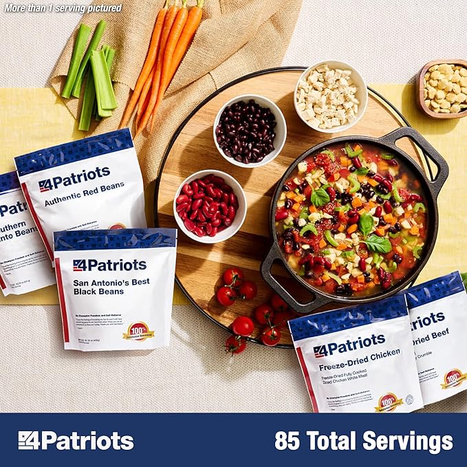 4Patriots Meat & Protein Emergency Food Supply: Delicious Freeze-Dried Meat & Beans, 85 Servings