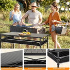 Folding Camping Table, Aluminum Roll-up Table with Storage Net and Carrying Bag, Outdoor Lightweight Camp Table for Picnic, Camping, Beach,Backyard, BBQ, Party, Patio