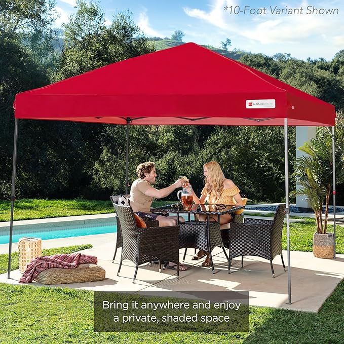 Best Choice Products 12x12ft Pop Up Canopy Tent, Outdoor Shade, 1 Person 1 Minute Set Up, Carry Case, 4 Weight Bags - Red