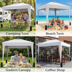 SANWAY 10x10 Pop up Canopy Tent, One-Button, Outdoor Instant Canopy Protable for Events, Camping, Parties, Vendor, Beach Tent - White