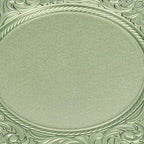 100 Pcs 13 Inch Green Charger Plates, Bulk PP Wedding Chargers with Floral Reef Design Decorative Round Ruffled Rim Dinner Plates for Wedding Party Event Table Setting Decoration