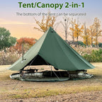 Cotton Canvas Bell Tent with Stove Jack, Roomy Yurt for Family Glamping Camping, 4 Season Tent with Zipped Removable Floor