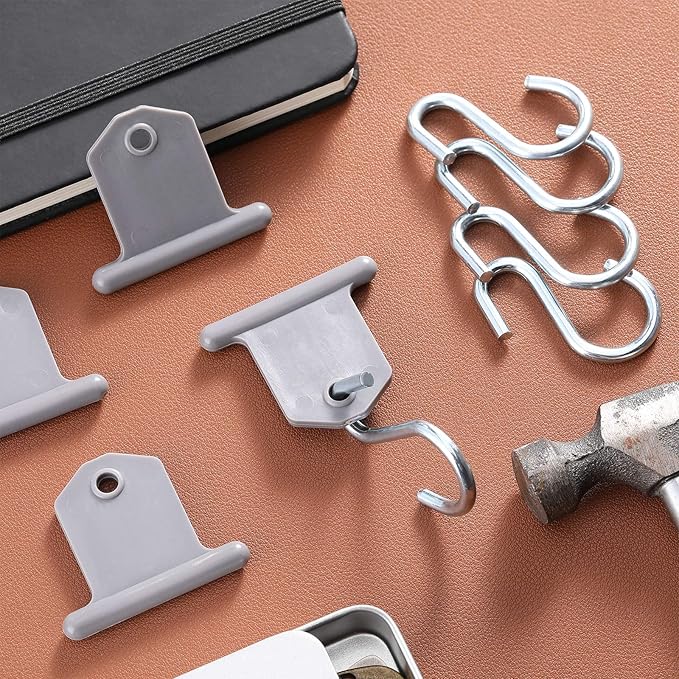 BBTO Rv Awning Hooks for Lights Camping Awning Accessory Hangers S Shaped Hooks Set Rv Party Light Hangers for Christmas Party Camping Tent Indoor and Outdoor Supplies (Grey and Silver,12 Pairs)