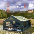 Coody Inflatable Canvas Camping Tents with Stove Jack – Premium Air Beam Family Glamping Tent, Breathable Cotton Canvas, Fast Setup Air Tent with Pump
