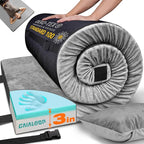 3 Inch Memory Foam Camping Mattress, Dual Layer Thick Sleeping Camp Pad for Car Tent Cot, Roll-Up Portable Glamping Floor Bed for Guests Sleepover