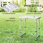 Outsunny 23" Folding Camping Table with Height Adjustability, Lightweight Portable Table with Carry Handle, Outdoor Folding Table Camping Accessories