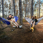 Tranquillo Combo x2 Hammocks with Stand for Outside & Tree Straps, Heavy Duty Hammock with Stand 600lbs for Indoor Outdoor Patio Backyard, x2 Hammocks for 2 Person (Combo - Blue, Medium)