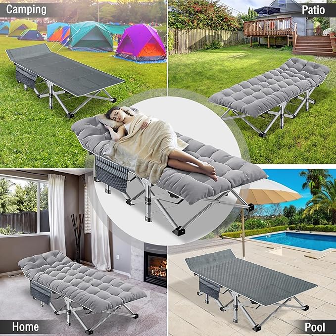 ABORON Heavy-Duty Folding Guest Bed for Adults, 500lb Capacity, Portable Extra Cot with 1252D Double Layer, Ideal for Indoor Guest Stays & Temporary Home Use