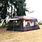 KTT Extra Large Tent 10-12-14 Person(B),Family Cabin Tents,2 Rooms,3 Doors and 3 Windows with Mesh,Straight Wall,Waterproof,Double Layer,Big Tent for Outdoor,Picnic,Camping,Family Gathering