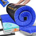 3 Inch Memory Foam Camping Mattress, Dual Layer Thick Sleeping Camp Pad for Car Tent Cot, Roll-Up Portable Glamping Floor Bed for Guests Sleepover
