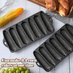 2 Pcs Cast Iron Corn stick Pan Corn Bread Molds with 7 Corncob Sticks Cornbread Loaf Cakes Corndog Baking Compatible with Oven, Stovetop, Grill, and Campfires