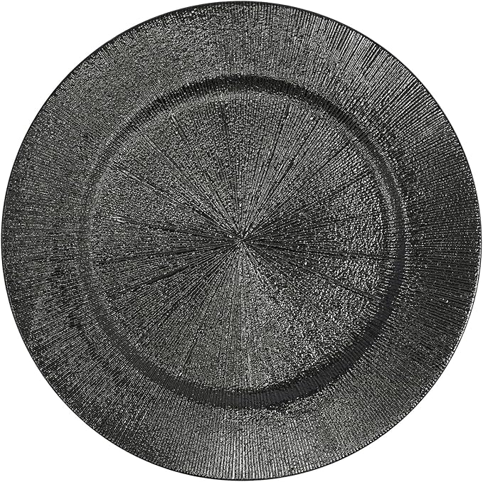 100 PCS Charger Plates Bulk, 13 Inch Decorative Round Dinner Plates, Plastic Dinner Chargers Bulk Serving Plate for Birthday Parties, Holidays, Weddings (Black)