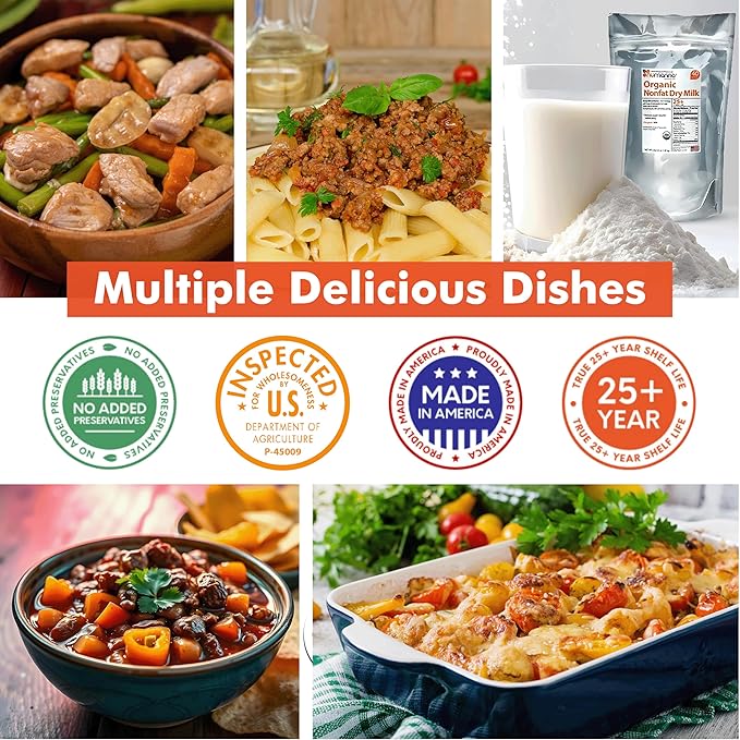 Numanna Survival Kit 850 Servings Includes 1 Family Pack with Meat, 1 Diced Chicken, 1 Ground Beef, 2 Defender Nutritive Packs with Meat & 6 Hormone-Free Milk Powder Pouches for Camping, Daily Use