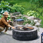 Lineslife X-Marks Fire Pit Cooking Grill Grates Portable, Heavy Duty Folding Round Campfire Grill Grate, Firepit Grill Grate with Handles for Outdoor BBQ Picnic, Black 30 Inch
