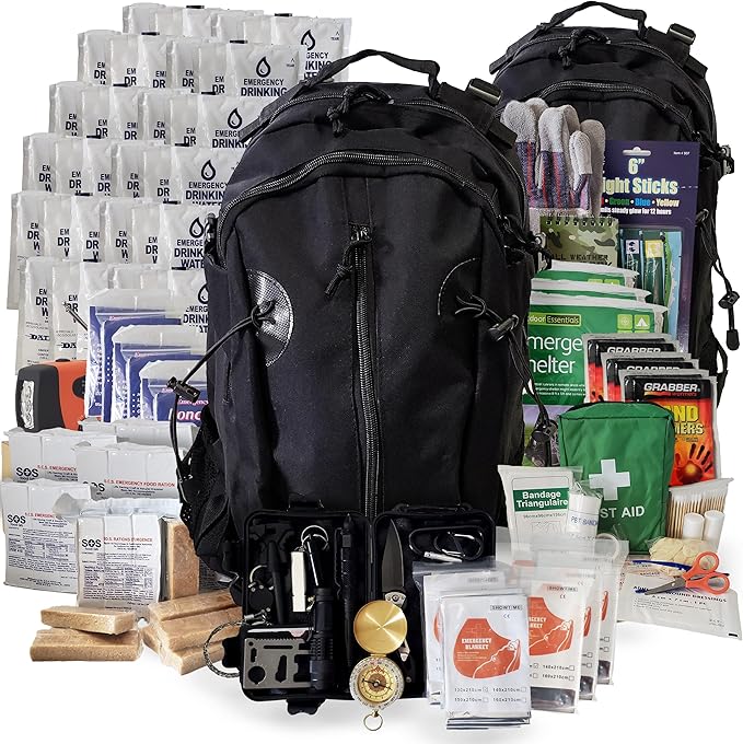 6 Person Emergency Kit/Survival Backpack for 72 Hours for Natural Disasters, Hurricanes, Emergency or Bug Out Situations