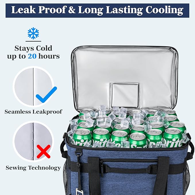OPUX Cooler Bag, 48/60 Cans Insulated Soft Collapsible Portable Cooler, Soft Sided Leakproof Cooler for Beach Camping with Shoulder Strap, Ice Chest for Travel Road Trip Picnic
