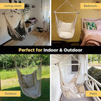ADVOKAIR Hammock Chair Swing, Heavy-Duty Hanging Rope Swing Seat Supports 500 Lbs, Ideal for Outdoor Patio, Backyard, Porch, Deck & Indoor Bedroom Use