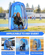 Sportneer Pop Up Sports Tent, 3-Side Clear TPU Transparent Shelter, All-Weather Warm Outdoor Bubble Pod with Instant Setup, Portable Wind & Rain Protection for Spectators, Parents & Kids (L/XL)