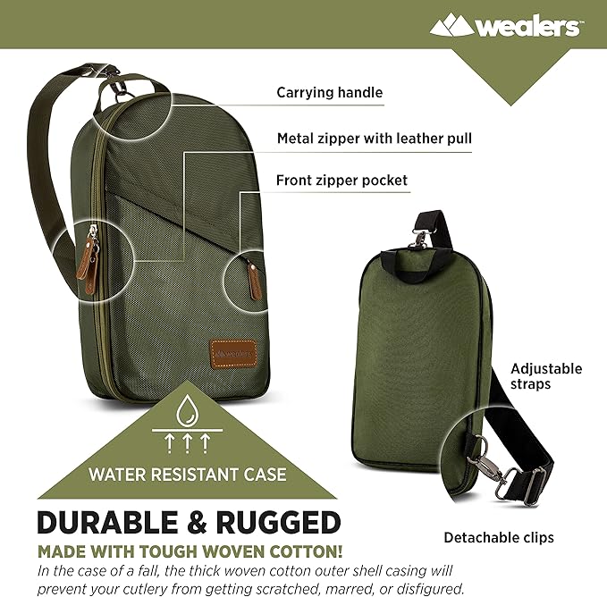 Wealers Camp Kitchen Cooking Utensil Set Travel Organizer Grill Accessories Portable Compact Gear for Backpacking BBQ Camping Hiking Travel Cookware Kit Water Resistant Case
