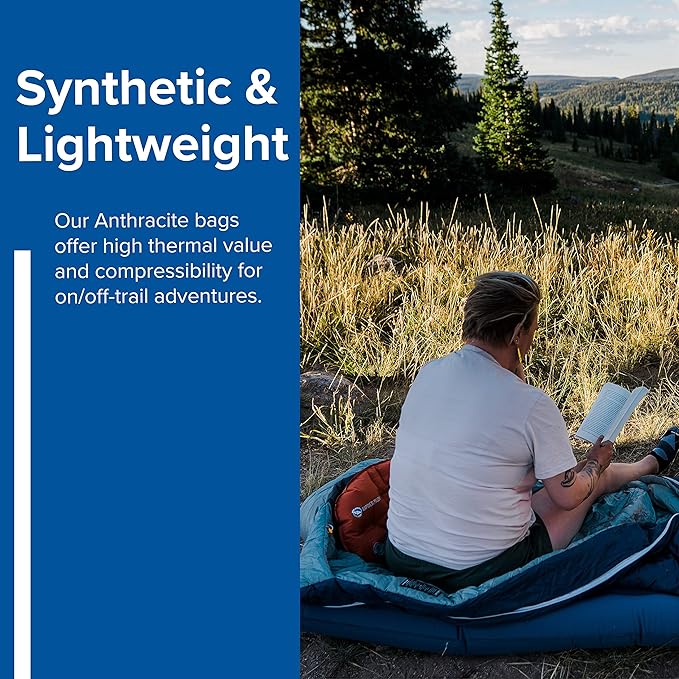 Big Agnes Anthracite - Backpacking Sleeping Bag, 3 Season, Lightweight, Compact