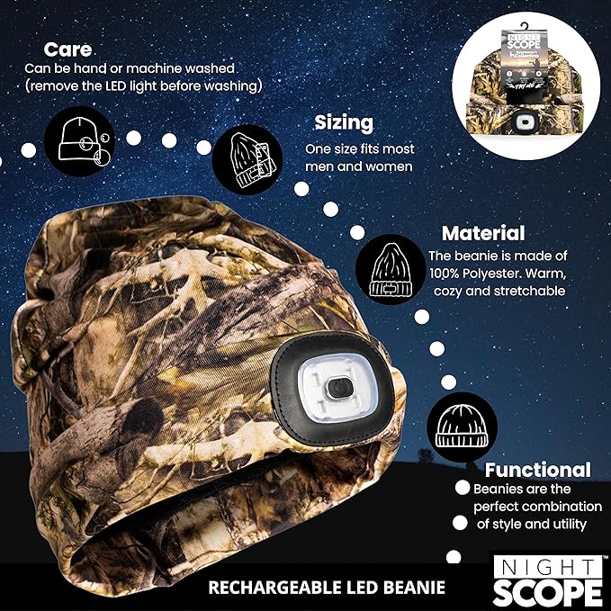 Classic Rechargeable LED Warm Knit Beanie Head Light Hat Headlamp for Outdoor Activities