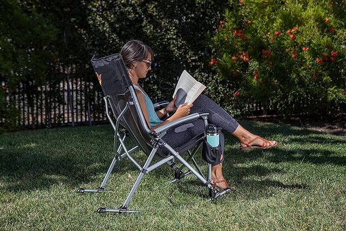 Picnic TIME NCAA Unisex-Adult NCAA Outdoor Rocking Camp Chair, XL Heavy Duty Camping Chair for Adults