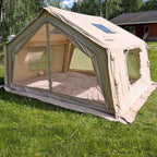 Coody Inflatable Canvas Camping Tents with Stove Jack – Premium Air Beam Family Glamping Tent, Breathable Cotton Canvas, Fast Setup Air Tent with Pump