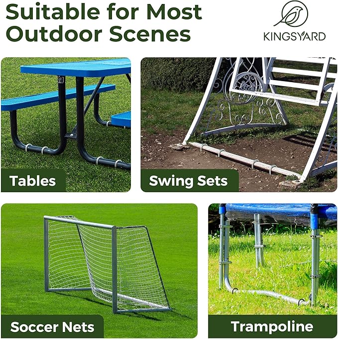 Kingsyard 8 Pack 12 Inch Trampolines Wind Stakes, 0.4 Inch Diameter 2.6 inche Wide Galvanized Steel U Hook Rebar Stakes, Heavy Duty Ground Anchors for Tent, Fences, Halloween Decorations Outdoor