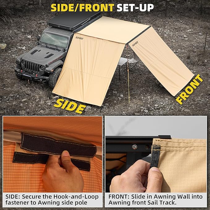 Awning Wall 8.2FT x 8.5FT Multi-Side Universal Awning Extension Waterproof Ripstop UV-Resistant for Windbreak & Sun Shade