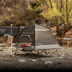 Kakadu Camping Tent Cot, 2 Person, Quick Setup, Folding, Compact, Elevated Tent with BlockOut Rain Fly, Awning Poles, Ultra-Fine Mesh Windows, and Carry Bag
